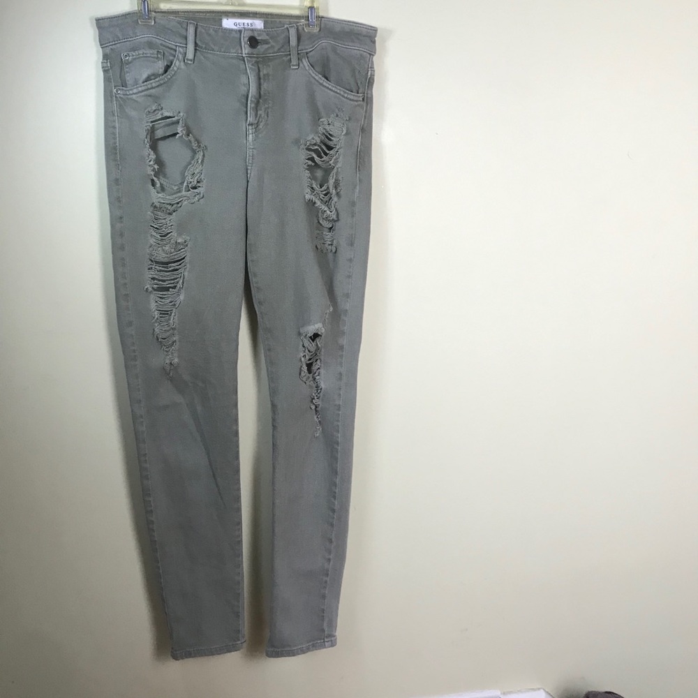 GUESS‎ Hi Waist Distressed Skinny Jean Pant Stretch